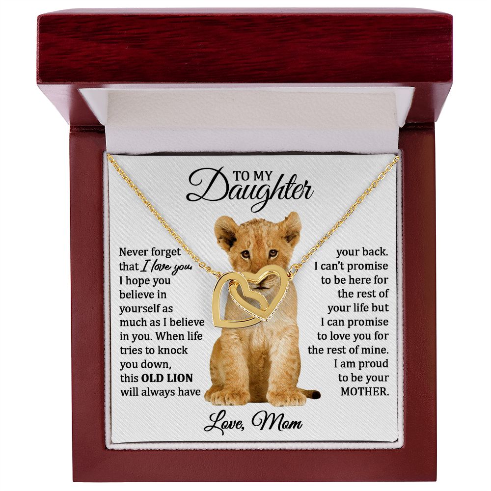 To My Daughter (Love Mom) | Connected Hearts and Lion Card