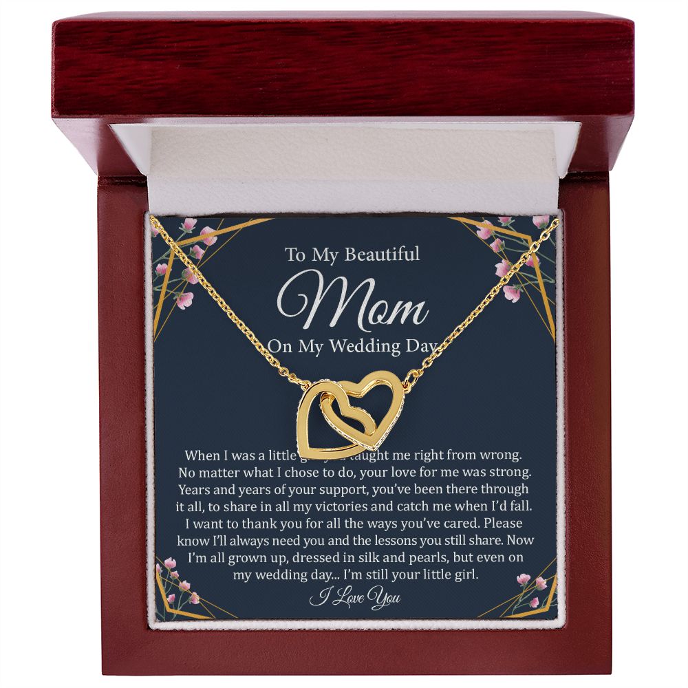 To My Mom (On My Wedding Day) | Stainless Steel Rose Gold Connected Hearts Necklace