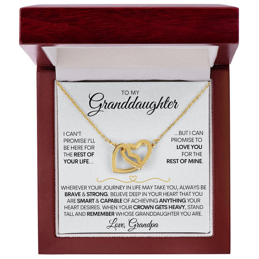 To My Granddaughter (Love, Grandpa) - Beautiful Gold Connected Hearts Necklace - Promise to Love You