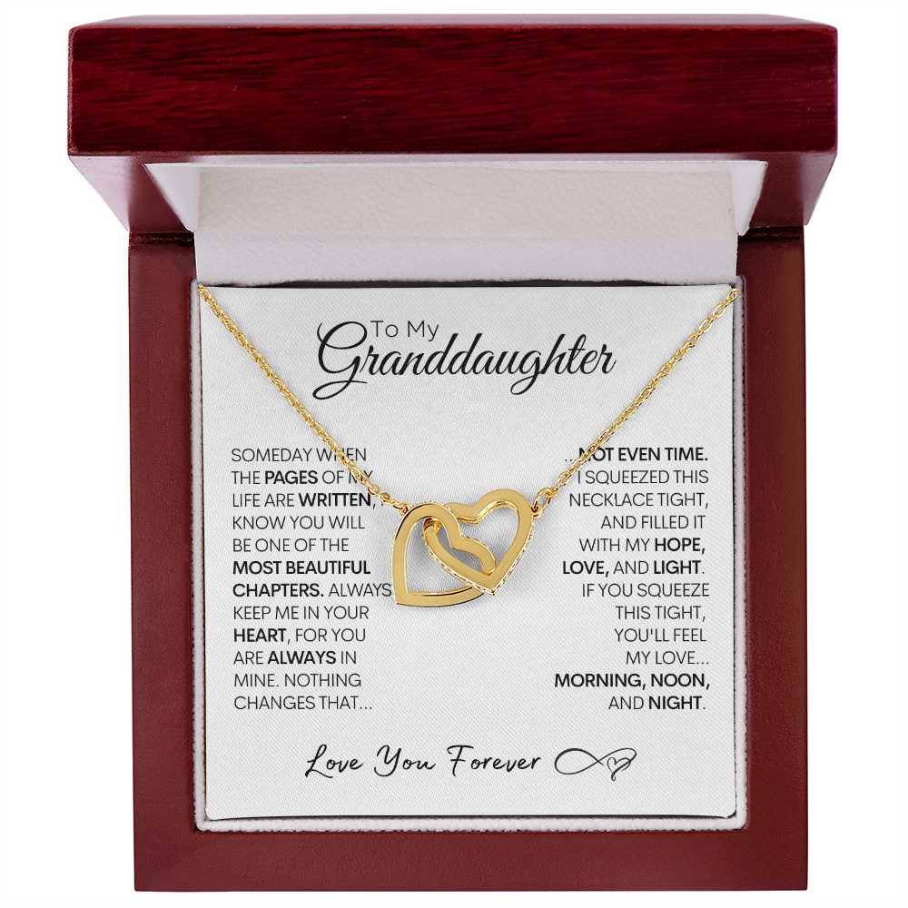 Necklace for Granddaughters, Pages of My Life, Handmade Gold and Stainless Steel Locked Hearts Necklace