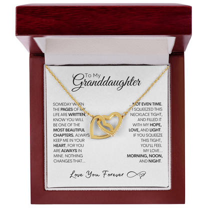 Necklace for Granddaughters, Pages of My Life, Handmade Gold and Stainless Steel Locked Hearts Necklace