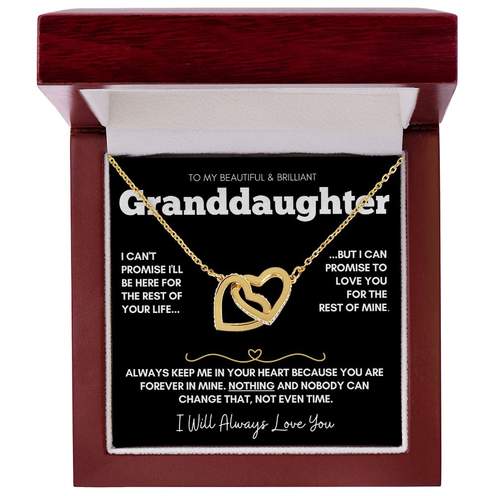 Beautiful Brilliant Granddaughter  - 14k Rose Gold and Stainless Steel Connected Hearts