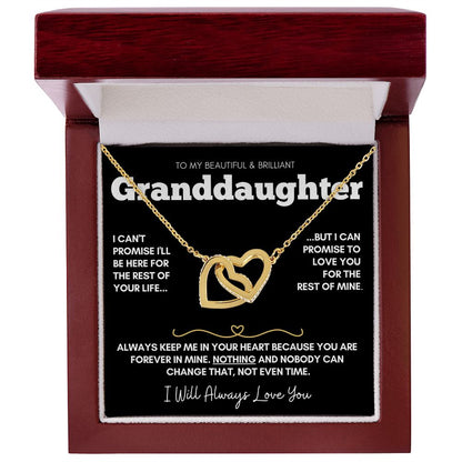 Beautiful Brilliant Granddaughter  - 14k Rose Gold and Stainless Steel Connected Hearts