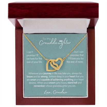 Granddaughter (From Grandma), Be Brave, Gold and Stainless Steel Necklace