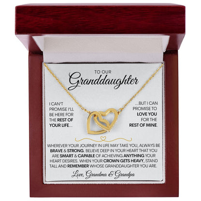 To Our Granddaughter (Grandma & Grandpa), Beautiful Interlocked Family Forever Hearts Gold Necklace