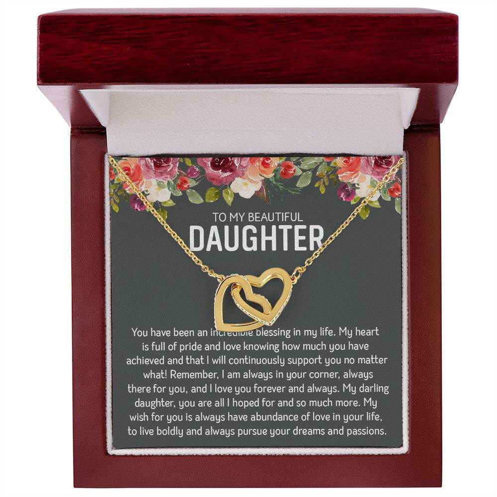 Beautiful Daughter - Blessings | Rose Gold and Stainless Steel Connected Hearts Necklace