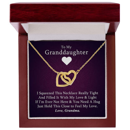 To My Granddaughter (Love, Grandma) - Beautiful Connected Hearts Granddaughter Necklace