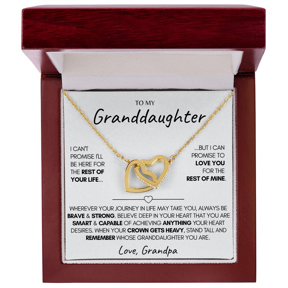 Granddaughter Necklace, (Love Grandpa) 14k Gold Connected Hearts Necklace