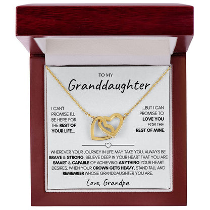Granddaughter Necklace, (Love Grandpa) 14k Gold Connected Hearts Necklace