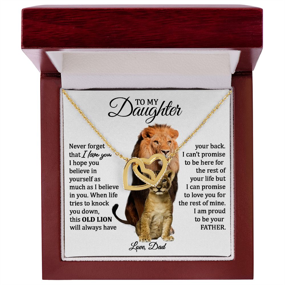 Daughter and Dad Necklace (This Old Lion) | Gold Connected Hearts