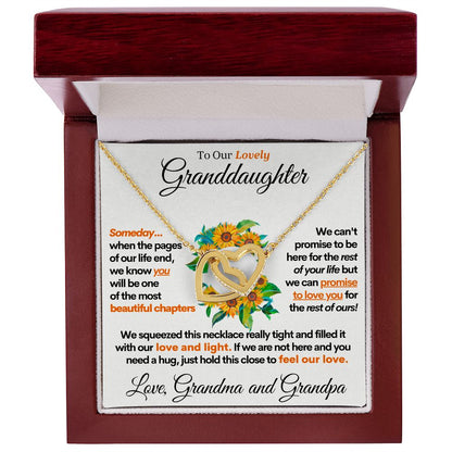 [Almost Sold Out] Granddaughter (Love Grandma and Grandpa) | Beautiful 14k White Gold Necklace Connected Hearts