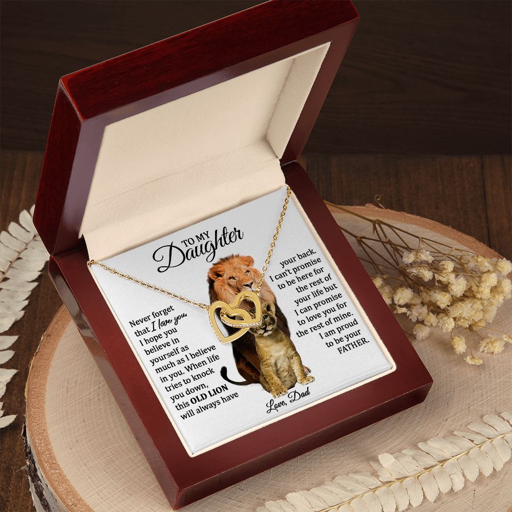 Daughter and Dad Necklace (This Old Lion) | Gold Connected Hearts