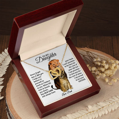 Daughter and Dad Necklace (This Old Lion) | Gold Connected Hearts