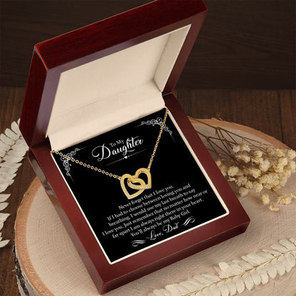 Daughter (Love Dad) Never Forget | Gold and Stainless Steel Connected Hearts Necklace