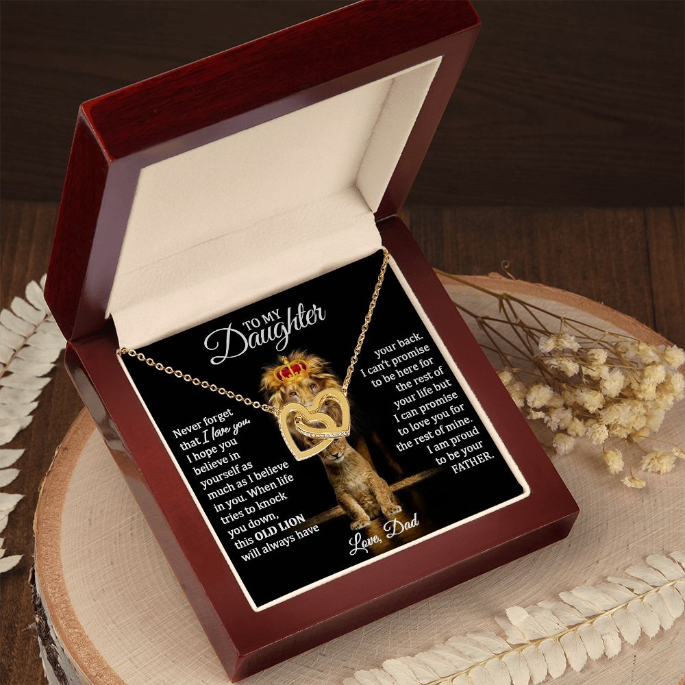 Daughter Gold Hearts Necklace (Love, Dad) | Lion Always Has Your Back