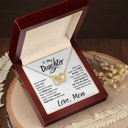To My Daughter - (Love Mom) Beautiful Locked Hearts Necklace for Daughters