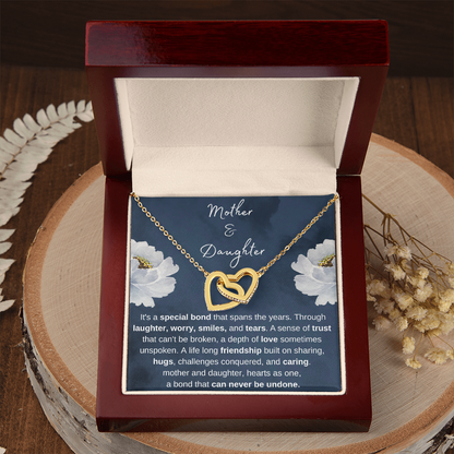 Mother & Daughter - Hearts as One, Gold and Stainless Steel Hearts Necklace for Daughter and Mother