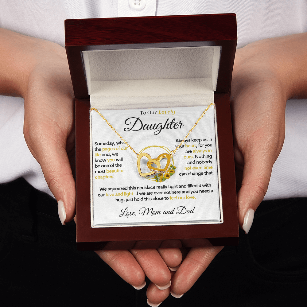 To Our Lovely Daughter - Pages of Our Life, Gold Hearts Necklace Gift for Daughters
