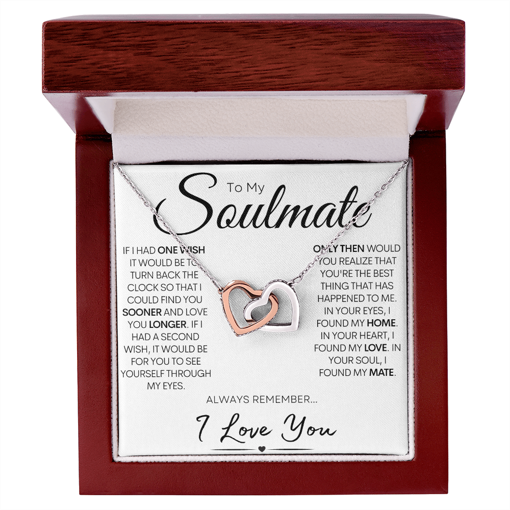 To My Soulmate - One Wish, Stainless Steel and Rose Gold Necklace