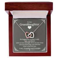 Granddaughter Interlocking Hearts Necklace, Stainless Steel and Rose Gold, Birthday or Christmas Present