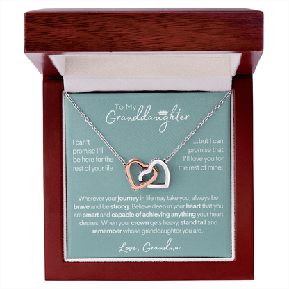 Granddaughter (From Grandma), Be Brave, Gold and Stainless Steel Necklace