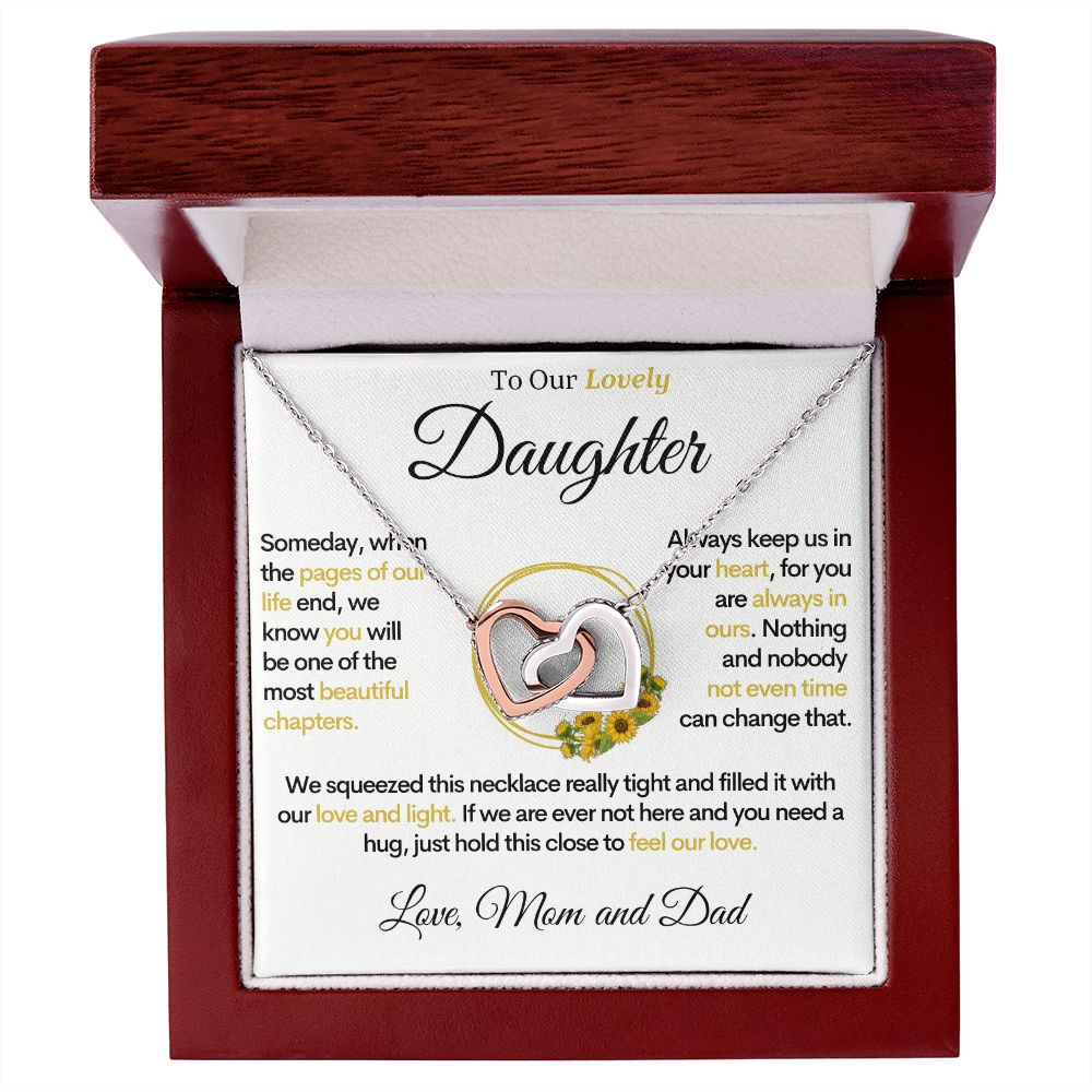 To Our Lovely Daughter - Pages of Our Life, Gold Hearts Necklace Gift for Daughters
