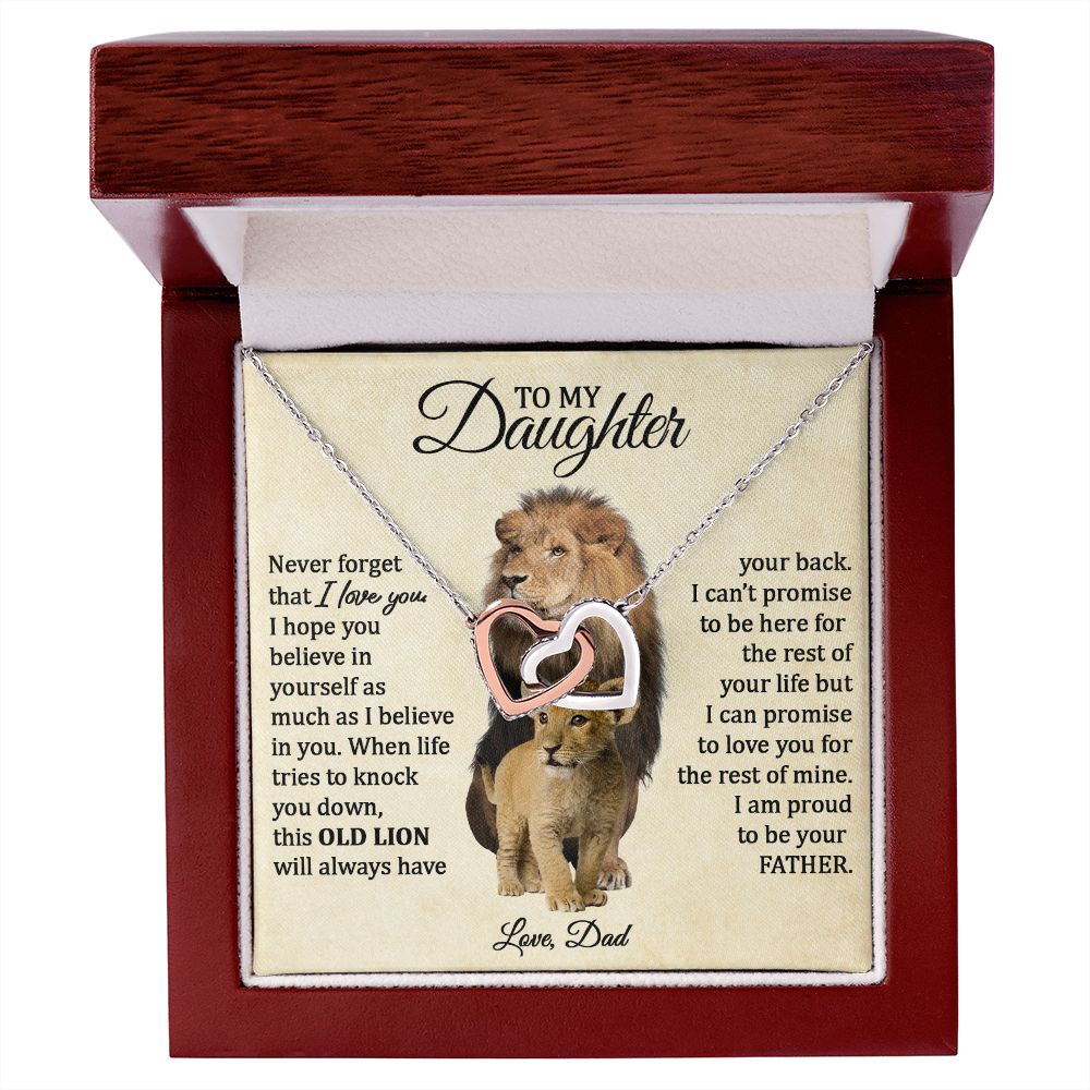 To My Daughter Connected Hearts Necklace (Love Dad) | This Old Lion