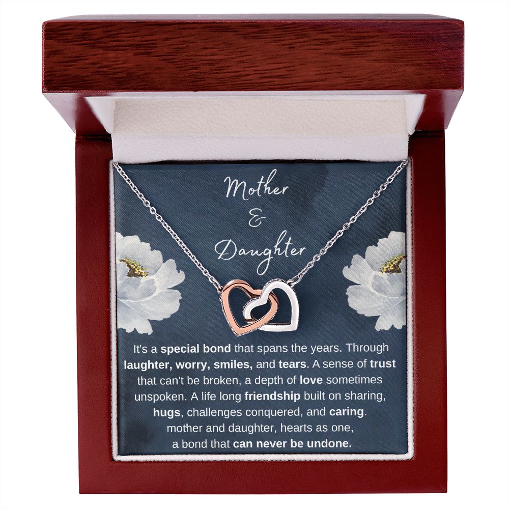 Mother & Daughter - Hearts as One, Gold and Stainless Steel Hearts Necklace for Daughter and Mother