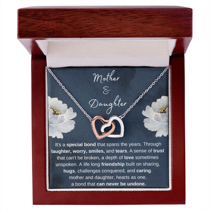 Mother & Daughter - Hearts as One, Gold and Stainless Steel Hearts Necklace for Daughter and Mother