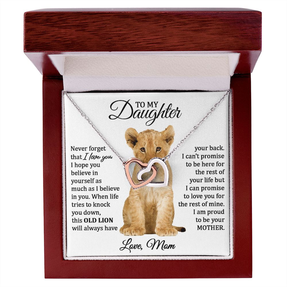 To My Daughter (Love Mom) | Connected Hearts and Lion Card