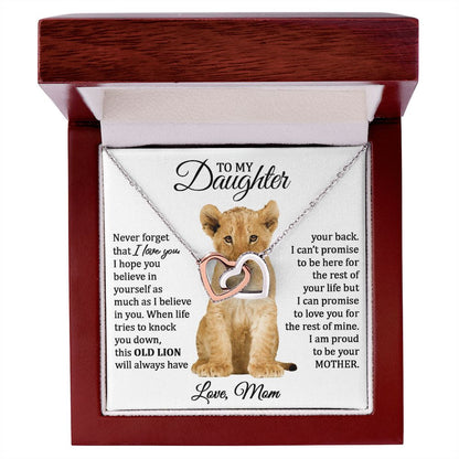 To My Daughter (Love Mom) | Connected Hearts and Lion Card
