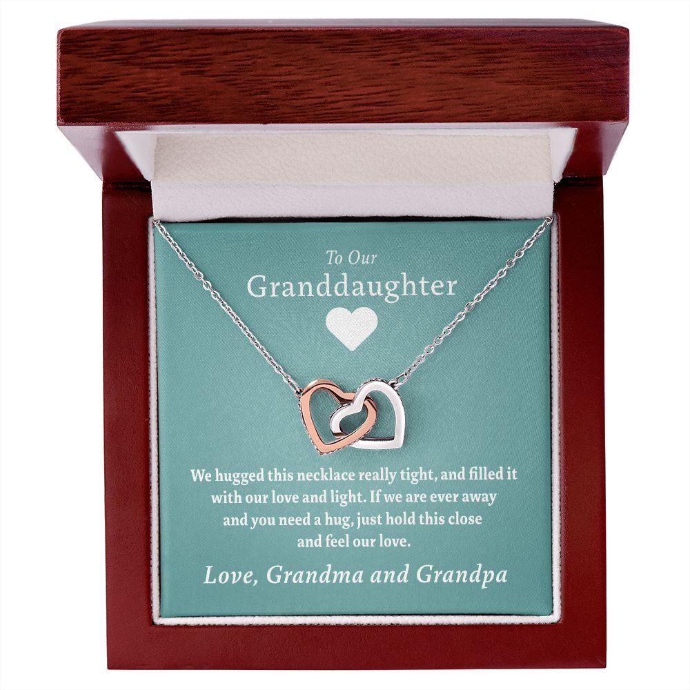 To Our Granddaughter - Beautiful Gold Locked Hearts Necklace