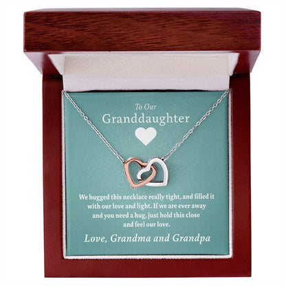 To Our Granddaughter - Beautiful Gold Locked Hearts Necklace