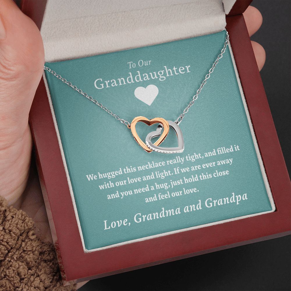 To Our Granddaughter - Beautiful Gold Locked Hearts Necklace