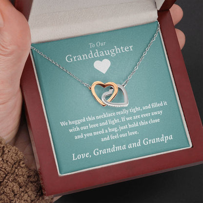 To Our Granddaughter - Beautiful Gold Locked Hearts Necklace