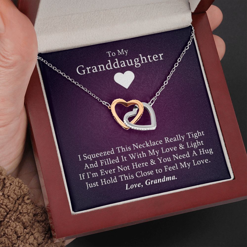 To My Granddaughter (Love, Grandma) - Beautiful Connected Hearts Granddaughter Necklace