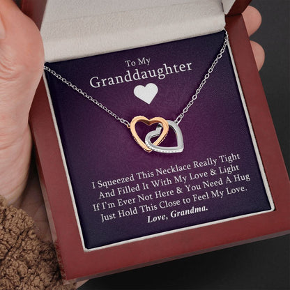 To My Granddaughter (Love, Grandma) - Beautiful Connected Hearts Granddaughter Necklace