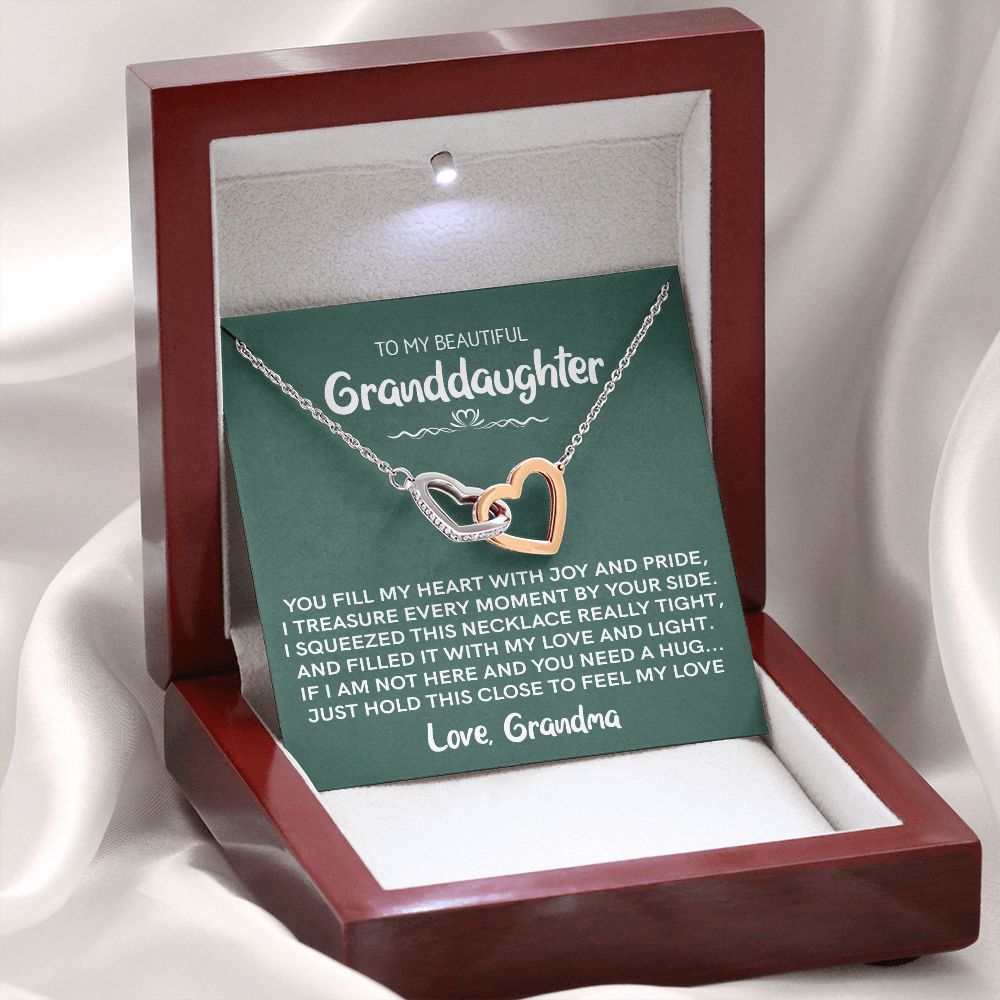 Beautiful Granddaughter - Joy and Pride | Rose Gold Connected Hearts Necklace