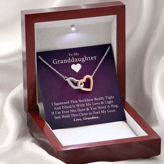 to my granddaughter i squeezed this necklace luxury box and message card