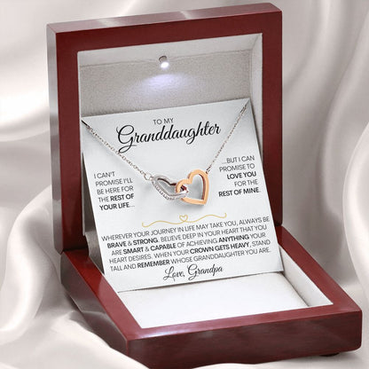 To My Granddaughter (Love, Grandpa) - Beautiful Gold Connected Hearts Necklace - Promise to Love You