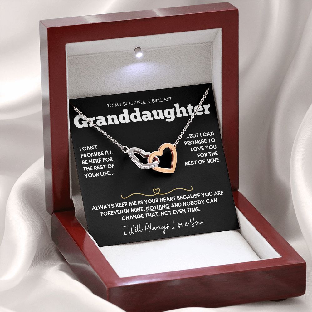 Beautiful Brilliant Granddaughter  - 14k Rose Gold and Stainless Steel Connected Hearts