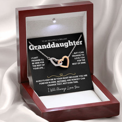Beautiful Brilliant Granddaughter  - 14k Rose Gold and Stainless Steel Connected Hearts