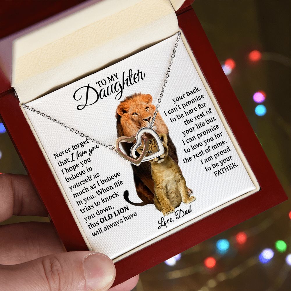 Daughter and Dad Necklace (This Old Lion) | Gold Connected Hearts