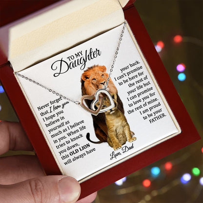 Daughter and Dad Necklace (This Old Lion) | Gold Connected Hearts