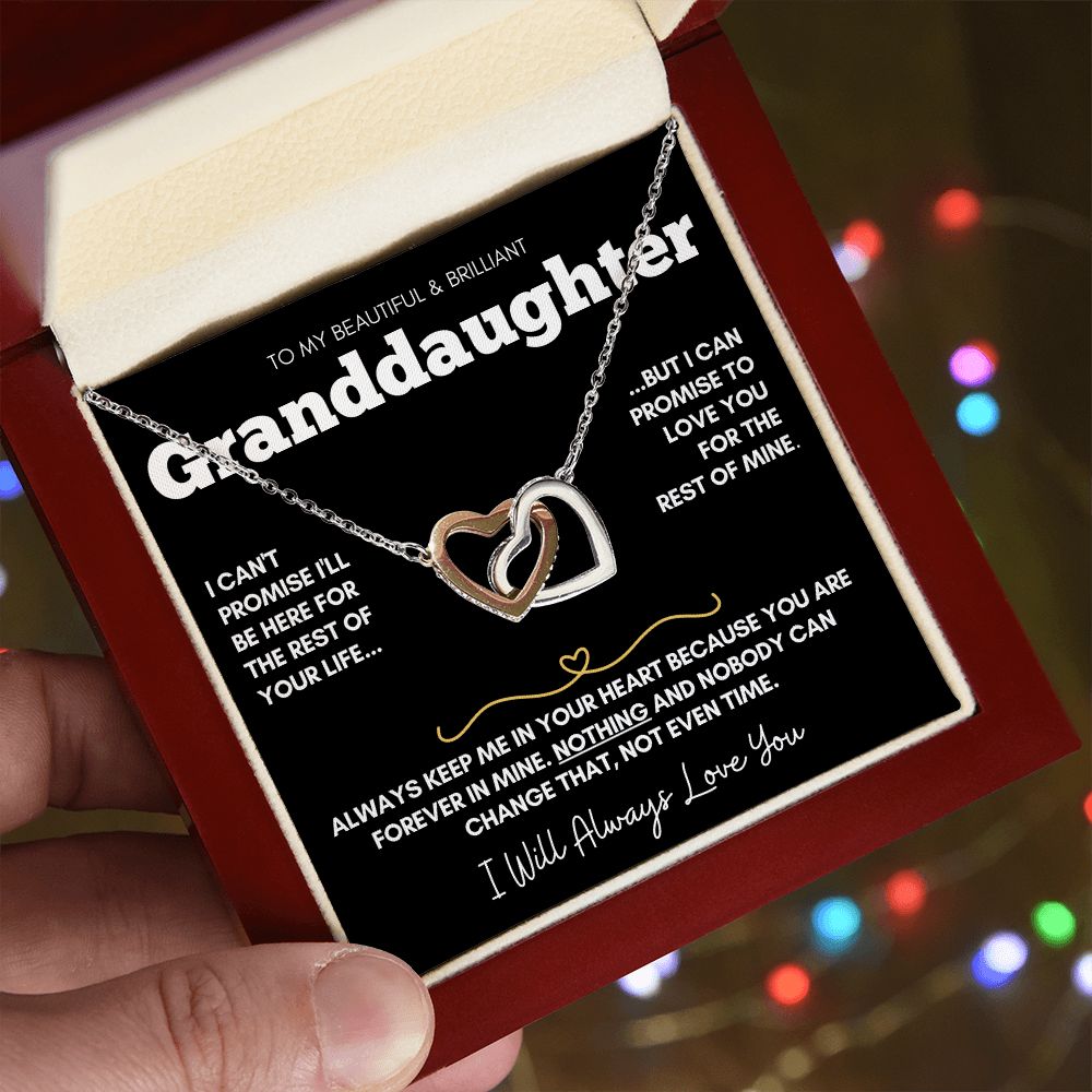 Beautiful Brilliant Granddaughter  - 14k Rose Gold and Stainless Steel Connected Hearts