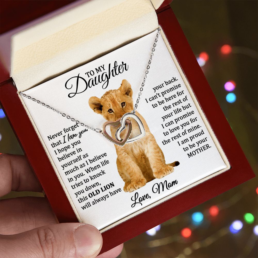 To My Daughter (Love Mom) | Connected Hearts and Lion Card