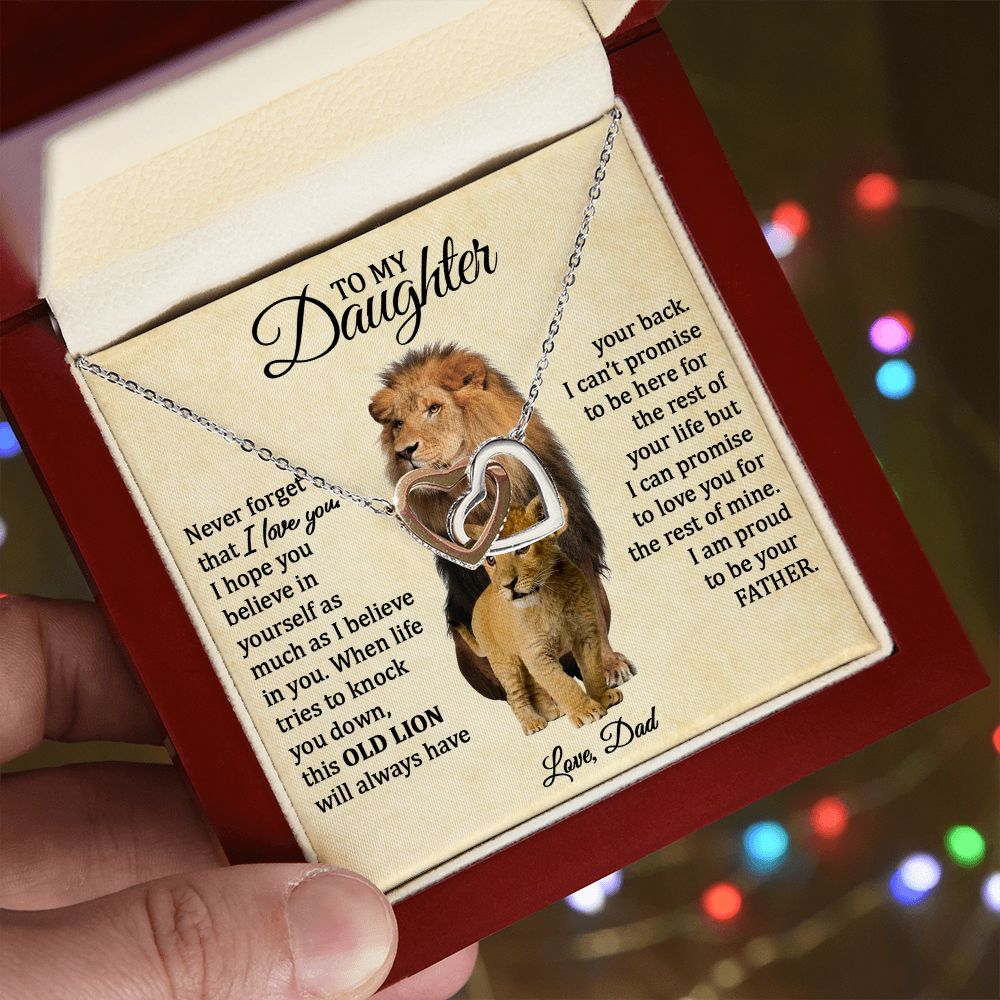 To My Daughter Connected Hearts Necklace (Love Dad) | This Old Lion