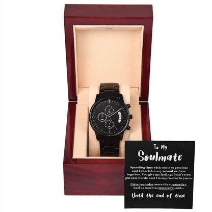 Chronograph Watch and Box for Soulmate, Birthday Gift, Anniversary, Gift for Him - Stainless Steel