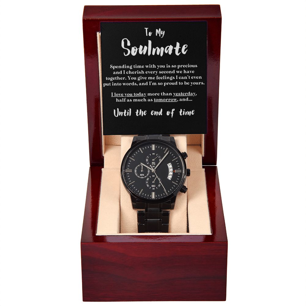 Chronograph Watch and Box for Soulmate, Birthday Gift, Anniversary, Gift for Him - Stainless Steel