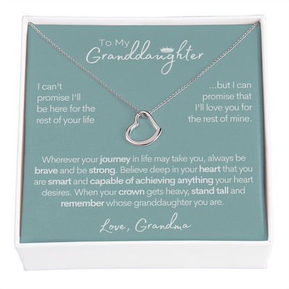 To My Granddaughter - Beautiful Gold and Silver Heart Necklace